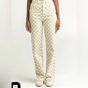 RSQ (Tilly’s) Checkerboard Jeans Tan & White SZ 26